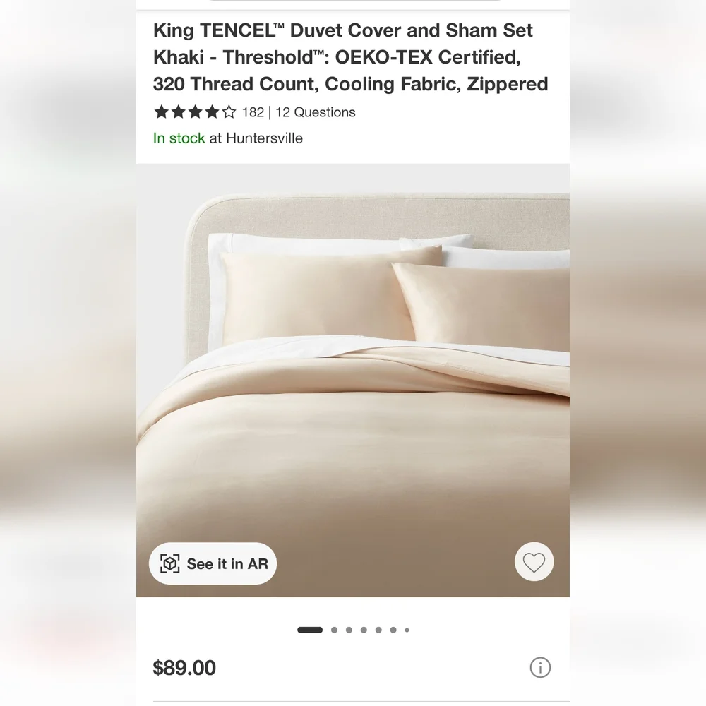 Thredhold Khaki King Tencel Elegant Cream Bedding Set, Cooling Fabric. Boho Tan
